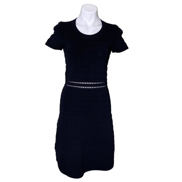 MICHAEL Michael Kors Black Fit & Flare Dress, Ribbed Cut-Out Women's Size S - Picture 2 of 11